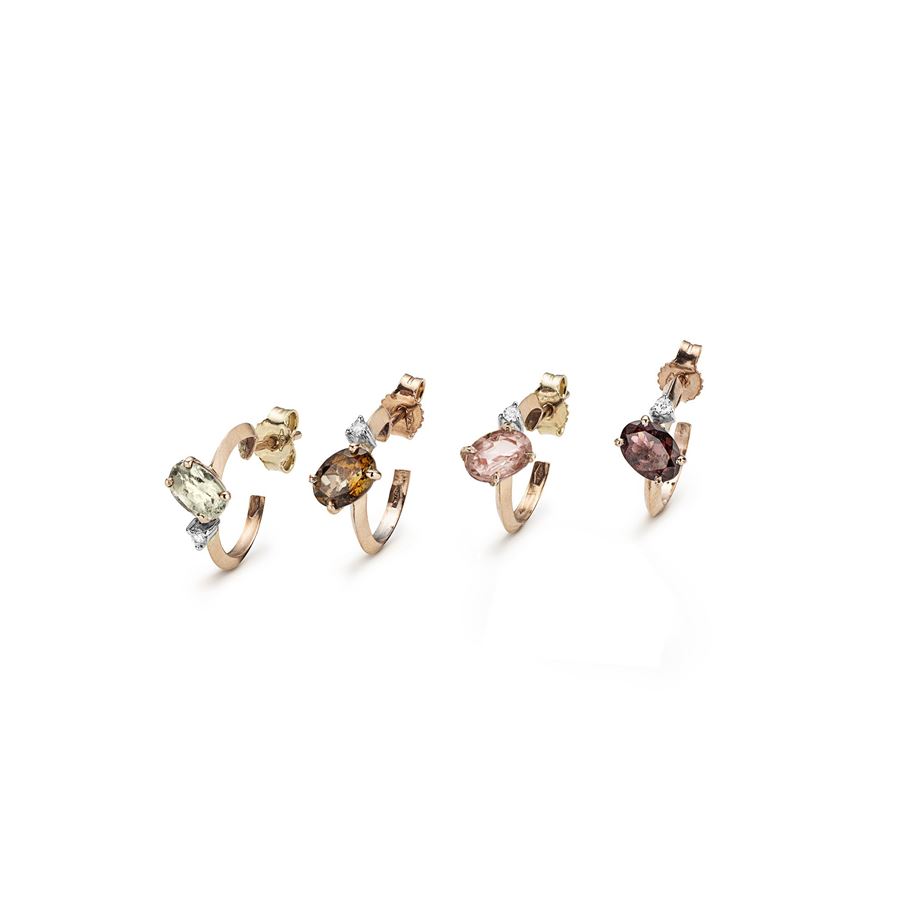 'Balance' hoop earrings set with tourmalines BALANCE | SET 4 OR CERC TORMAU9R CT 0,08